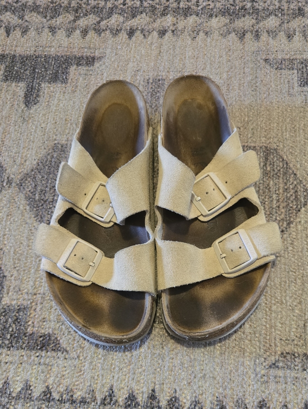 Birkenstonck Beige Suede Double-Buckle Sandals - Picture 2 of 10